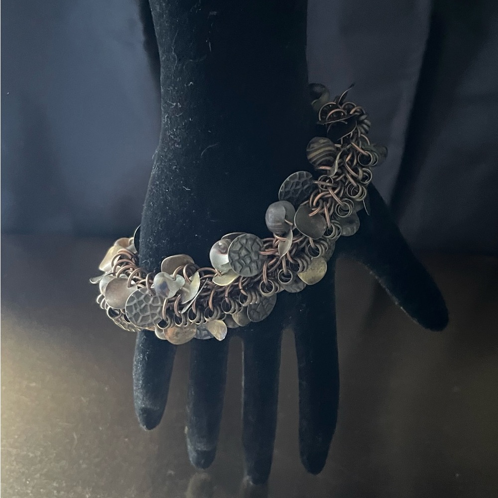 Vintage Faux Bronze Metal Charm Bracelet
